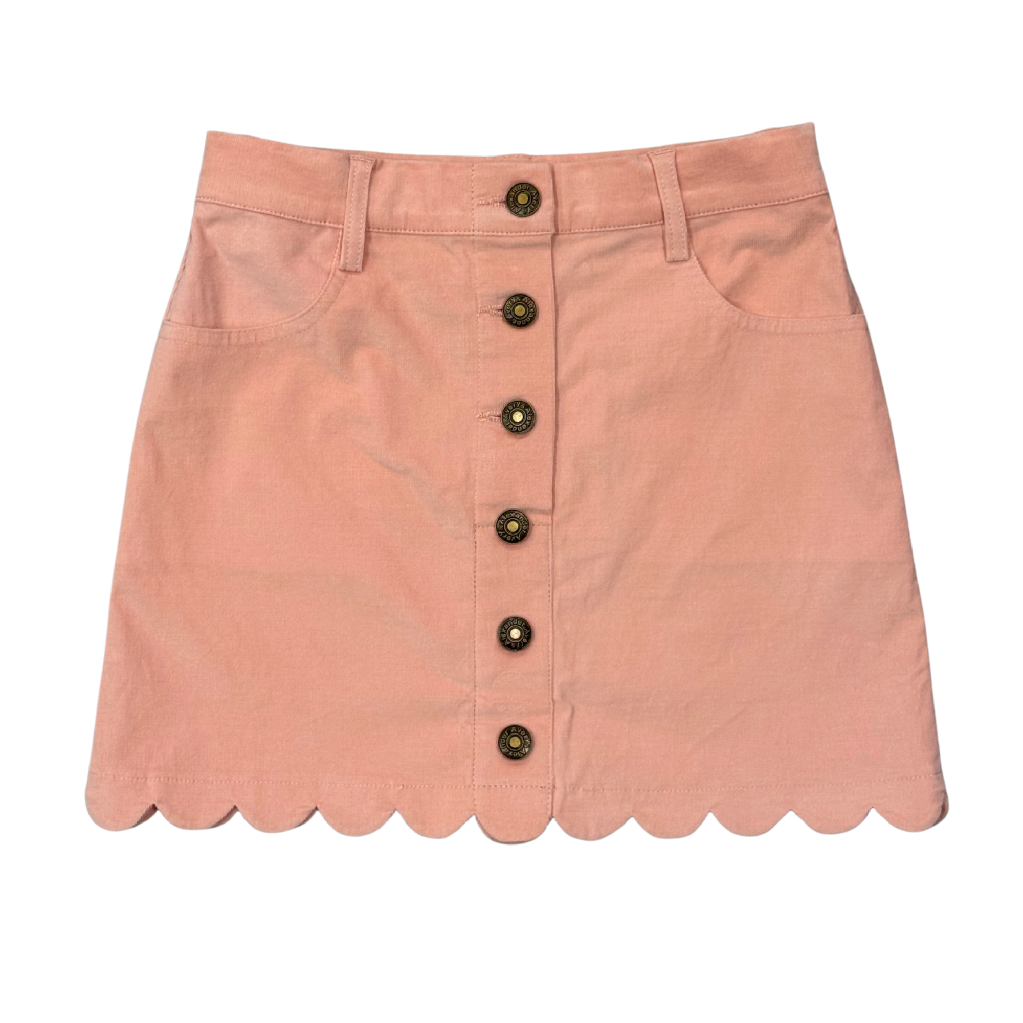 Girls Scallop Hem Corduroy Skirt in Rose Cloud