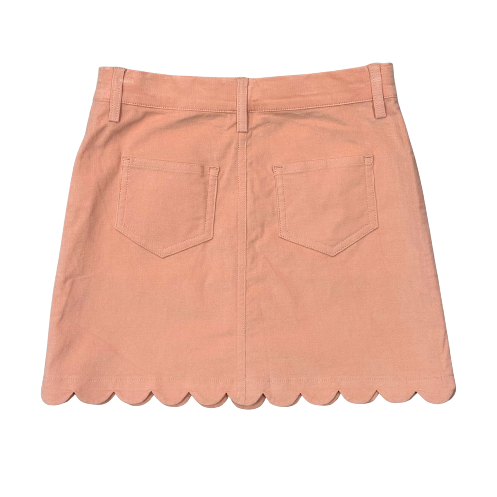 Girls Scallop Hem Corduroy Skirt in Rose Cloud