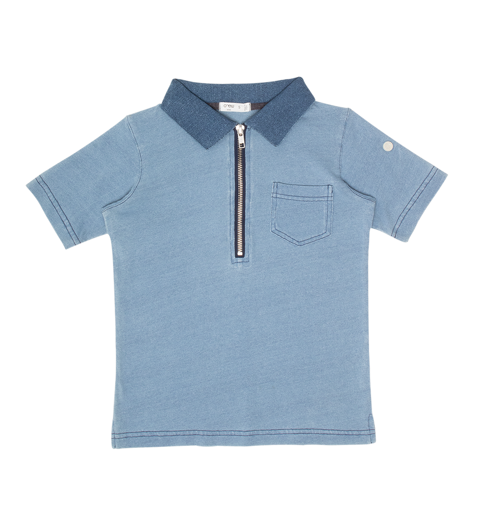 Benny Zipper Polo - Light Blue