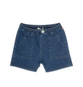Pull-On Washed Jean Shorts - Blue