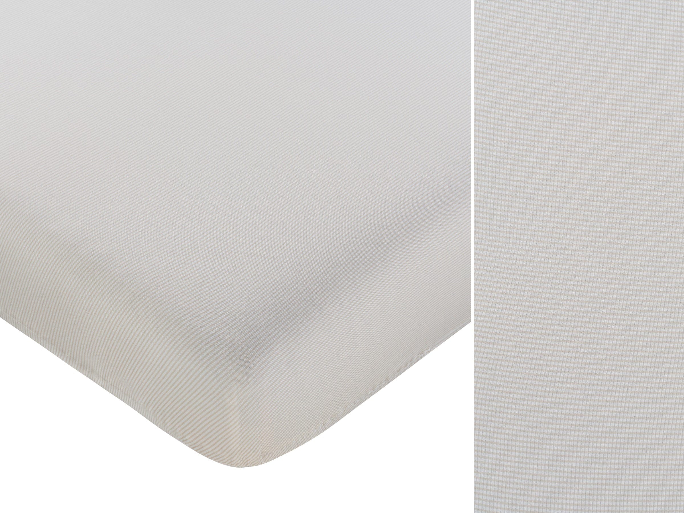 Carrera Pinstripe Fitted Porta Crib Sheet - Stone