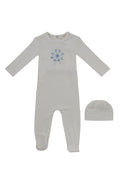 Carousel Footie + Hat - White Blue