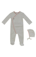 Textured Knit Wrap Footie + Bonnet - Coral