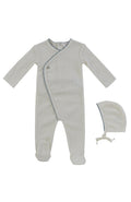 Textured Knit Wrap Footie + Bonnet - Navy