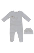Flutter Bow Footie + Hat - Natural