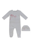 Flutter Bow Footie + Hat - Red