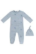 Baby Blocks Footie + Hat - Blue