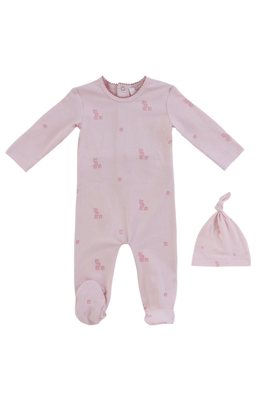 Baby Blocks Footie + Hat - Pink