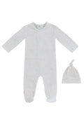 Baby Blocks Footie + Hat - White Blue