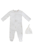 Baby Blocks Footie + Hat - White Stone
