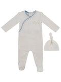 Mini Royals Terry Footie + Hat - Blue