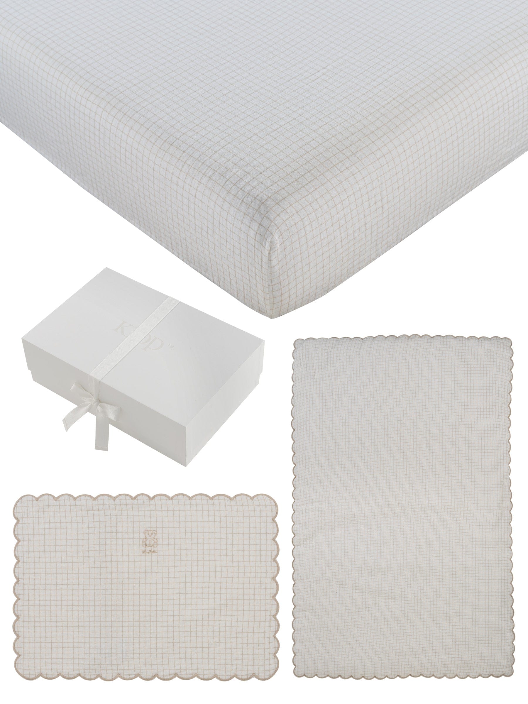 Teddy Au Pane 4PC Mini Crib Set - Stone