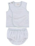 Dot Embroidered Wrap Set - Blue