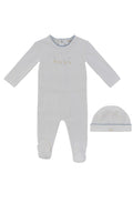 Mini Royals Cotton Footie + Hat - Blue