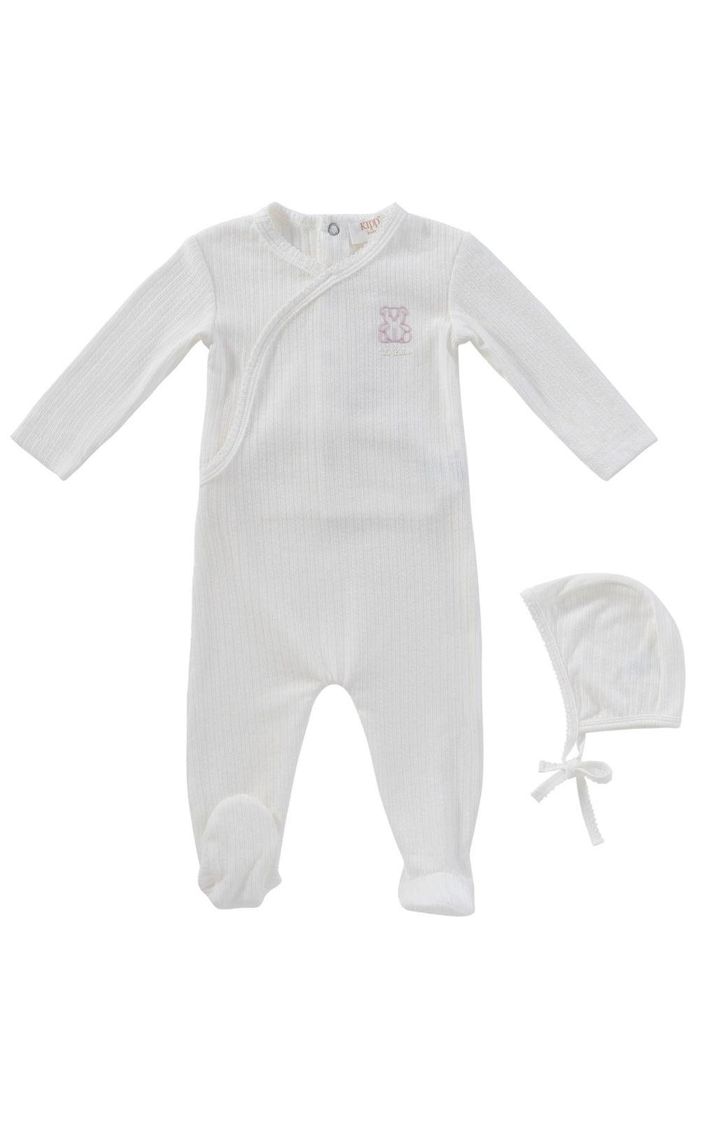 Teddy Wrap Footie + Bonnet - Pink