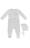 Teddy Wrap Footie + Bonnet - Stone