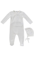 Teddy Wrap Footie + Bonnet - White