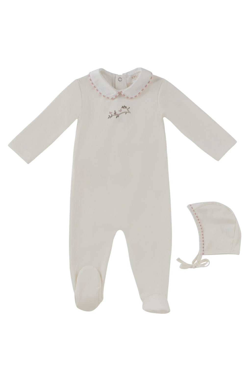 Magical Meadow Collar Footie + Hat - White Pink