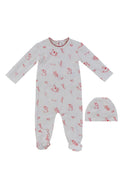 Toile Footie + Hat - Red