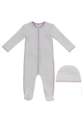 Bunny Rib Footie + Hat - Pink