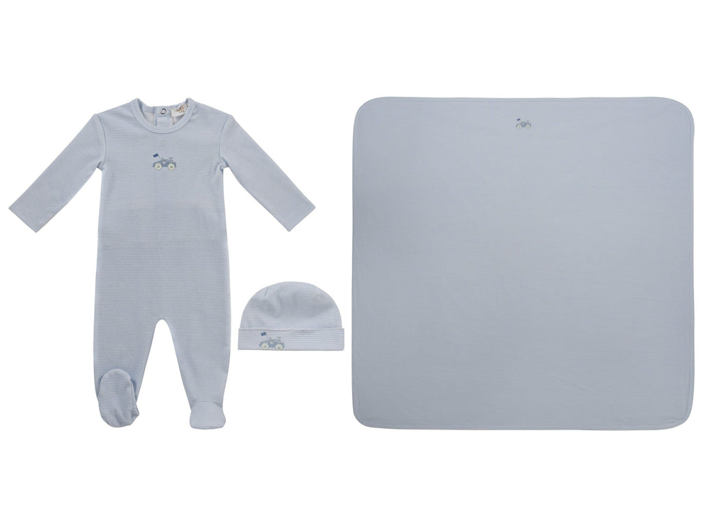 Carrera Pinstripe Footie 3PC Set - Blue