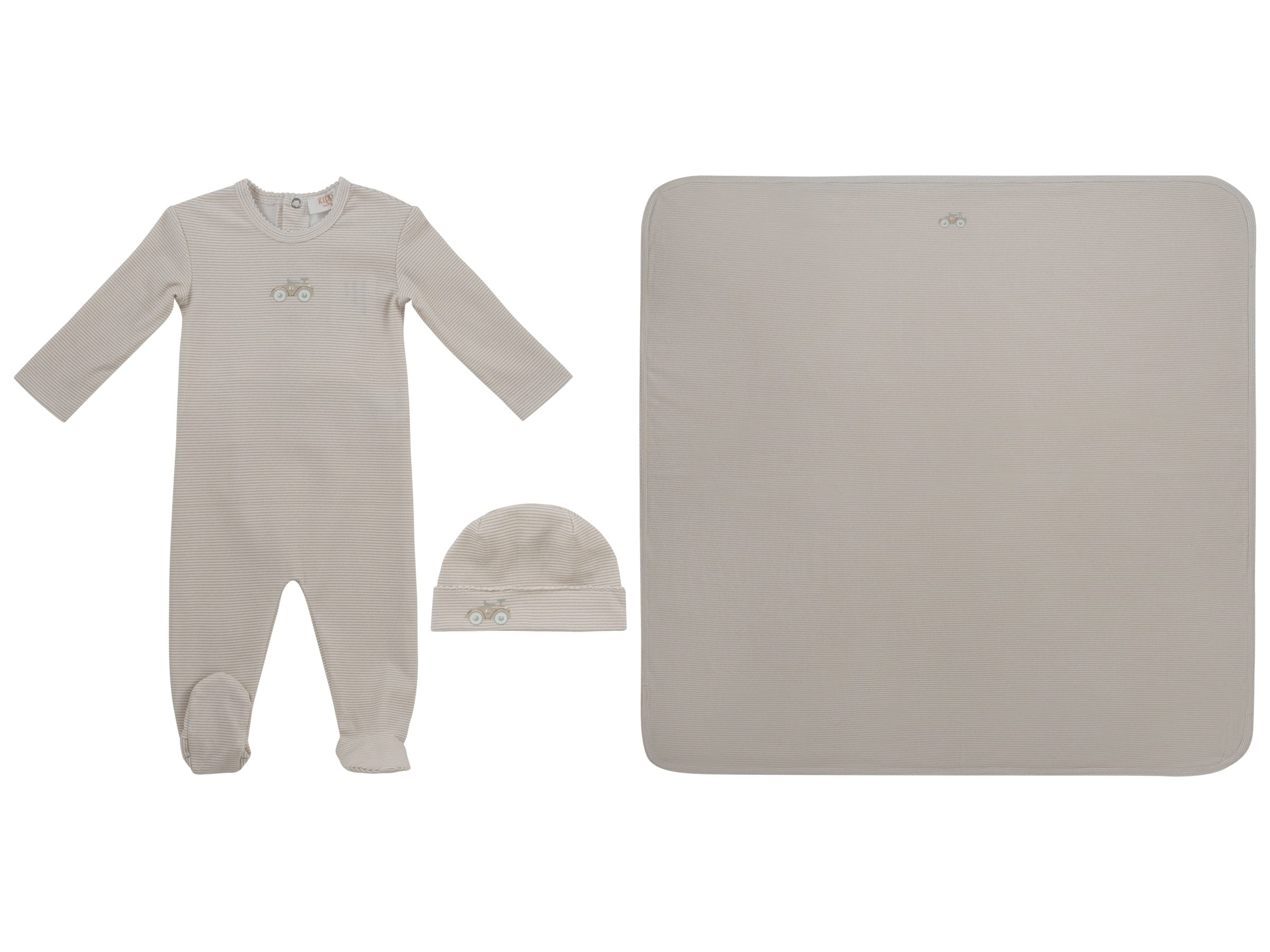 Carrera Pinstripe Footie 3PC Set - Stone