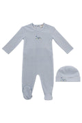 Carrera Pinstripe Footie + Hat - Blue