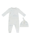 Starlight Wrap Footie + Hat - White Blue