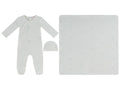 Petit Ours Pattern Footie, Hat & Blanket Set - Blue