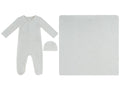 Petit Ours Pattern Footie, Hat & Blanket Set - Stone