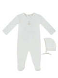 Petit Ours Footie & Hat Set - White Stone