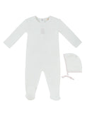 Petit Ours Footie & Hat Set - White Pink