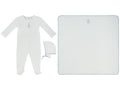 Petit Ours Footie, Hat and Blanket Set - White Blue