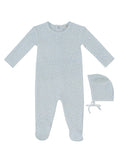 Whispering Blooms Footie & Hat Set - Blue