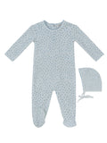 Whispering Blooms Footie & Hat Set - Dark Blue