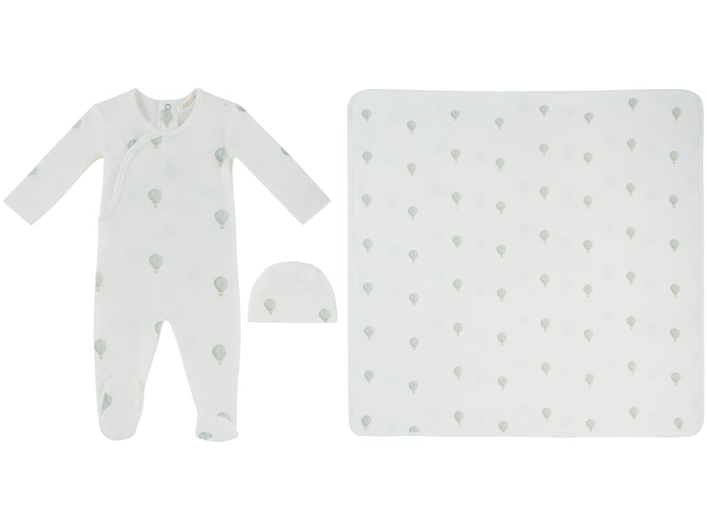 Ciel Enfant Wrap Footie, Hat & Blanket Set - Blue