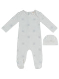 KB Logo Terry Footie and Hat Set - Blue