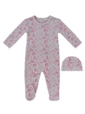 Woodland Toile Footie & Hat Set - Pink