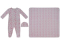 Woodland Toile Footie, Hat & Blanket Set - Pink