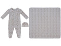 Woodland Toile Footie, Hat & Blanket Set - Taupe