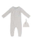 Stripe Stamp Footie & Hat Set - Pink