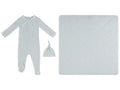 Stripe Stamp Footie, Hat & Blanket Set - Blue