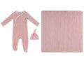 Stripe Stamp Footie, Hat & Blanket Set - Red