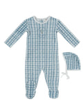 Ciel Enfant Gingham Footie & Hat Set - Blue