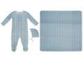 Ciel Enfant Gingham Footie, Hat & Blanket Set - Blue