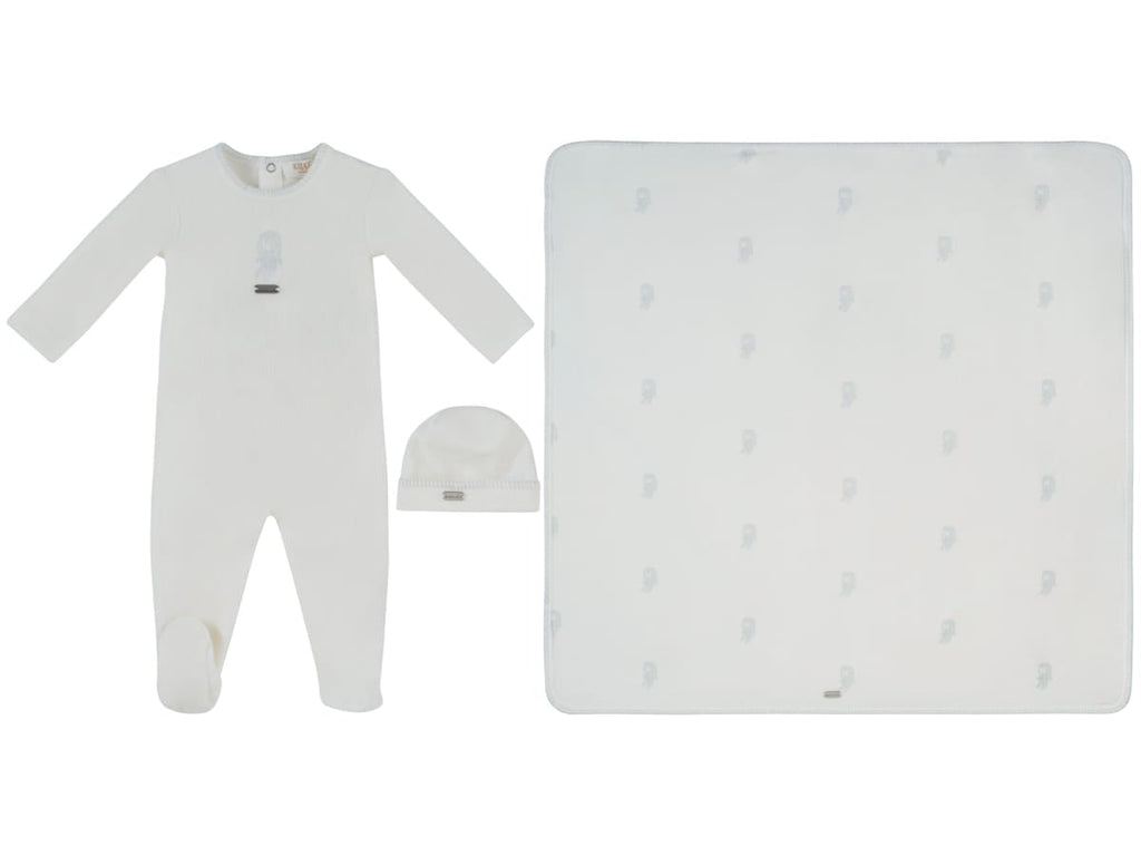Atelier Bunny Footie, Hat & Blanket Set - Blue