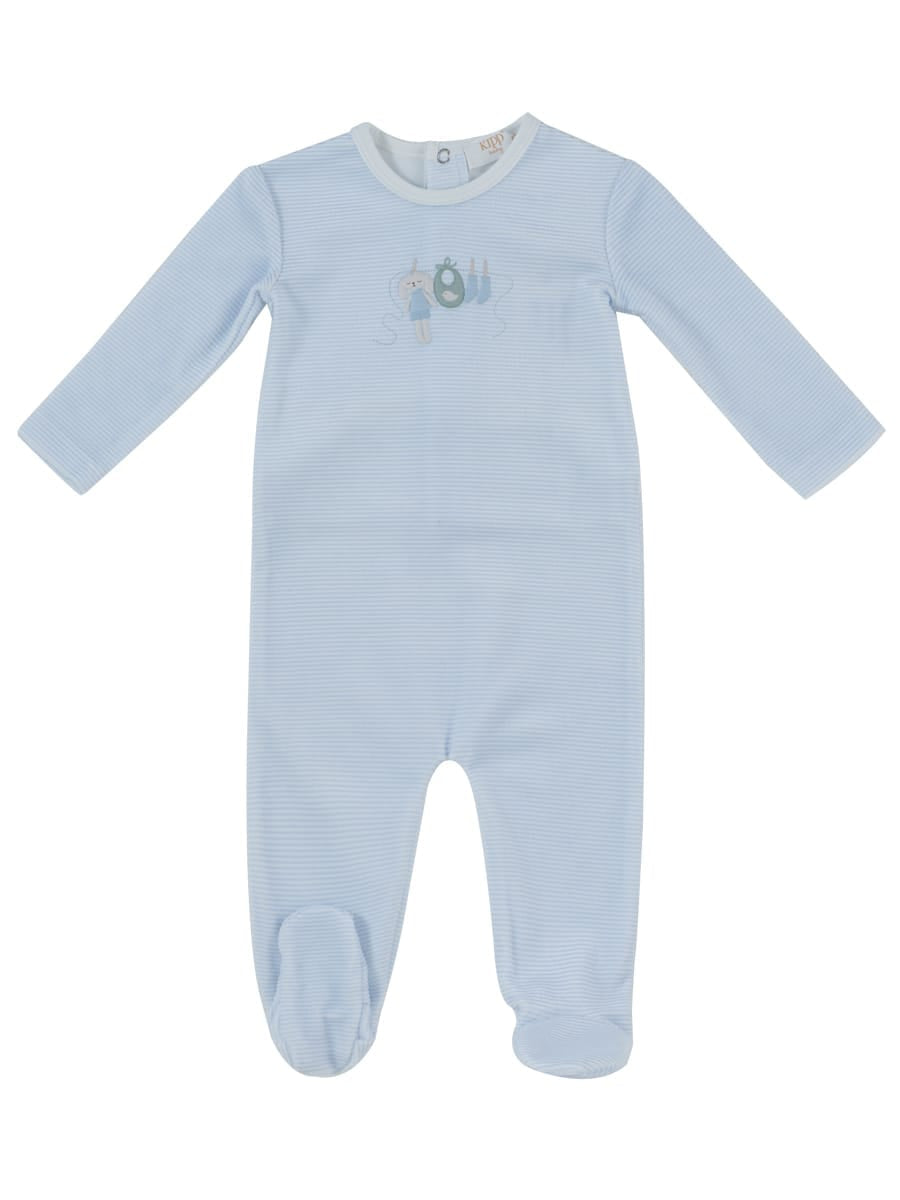 Bunny Stripe Footie - Blue