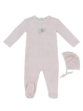 Bunny Stripe Footie & Hat Set - Pink