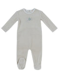 Bunny Stripe Footie & Hat Set - Stone
