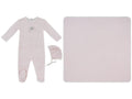 Bunny Stripe Footie, Hat & Blanket Set - Pink